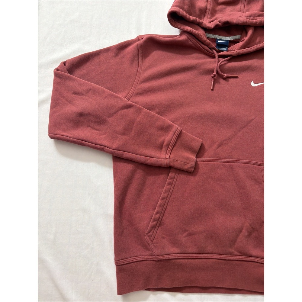 Nike Pullover Hoodie Maroon Red Embroidered Swoosh Cotton Blend Size Large Gym - Picture 2 of 16